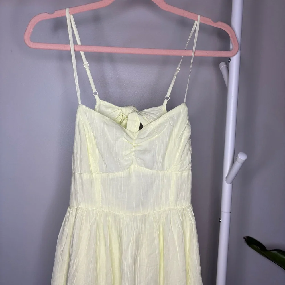NWT AE Floral Mix Short-Sleeve Wrap Dress Butter Neon Yellow - Picture 4 of 9